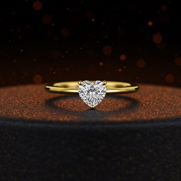 Esméline ring, heart-shaped zircon ring minimalist silver jewelry romantic silver ring