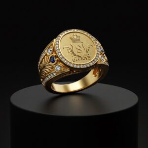 Family crest ring the imperium Crest this is a 925 silver gold plated ring a master piece of a design this ring is royal and luxurious. a fine luxury ring