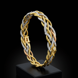 Triple tone bracelet, 925 Silver Bracelet, Gold and Rose Gold Plated Bracelet