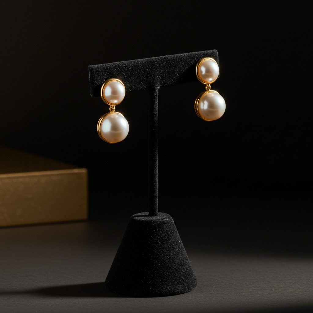 18K Gold Plated 925 Silver & Cultured Pearl Studs | Minimalist Luxury Jewelry | Perfect Gift for Her | Pearls of Elegance Earrings
